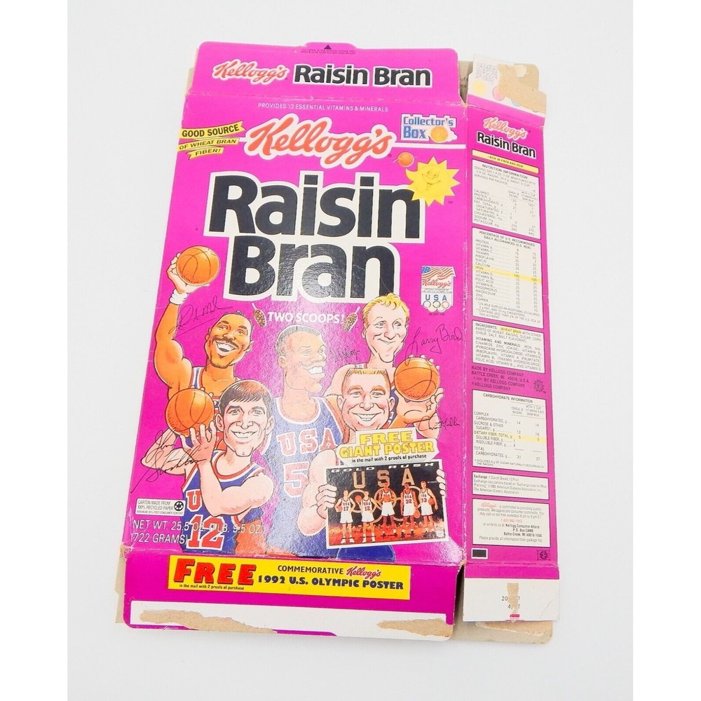 USA Olympics 1992 Dream Team Men’s Basketball Kellogg’s Raisin Bran Box Flat